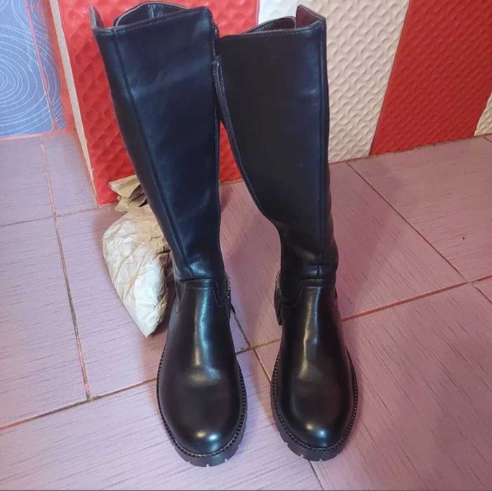 Cizme lungi blanite casual