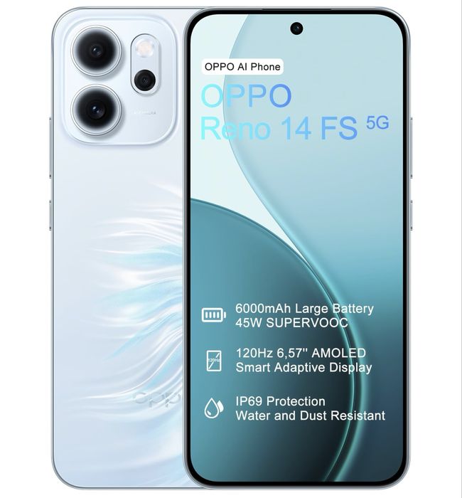 НОВО!!! OPPO Reno14 FS 5G, 12GB, 512GB, Opal Blue
