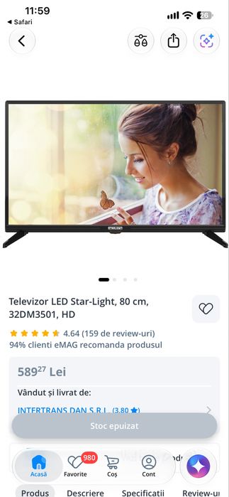 TV STARLIGHT 32DM3501 - NOU - folosit foarte putin.