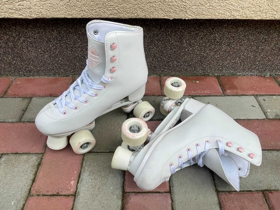 Patine cu rotile QUAD 100 Albe (role cu 4 roti), marime 41