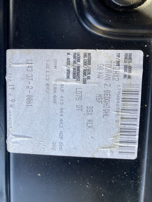 Фолксваген туаран 2.0 бензин/метан на части