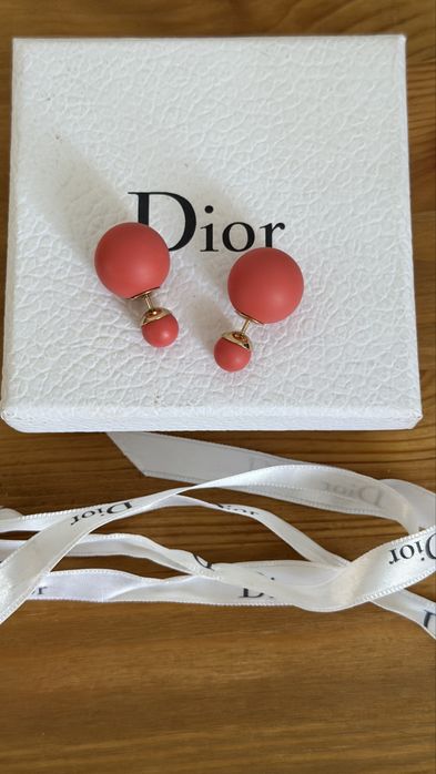 Серьги Dior , цвет - коралл, оригинал