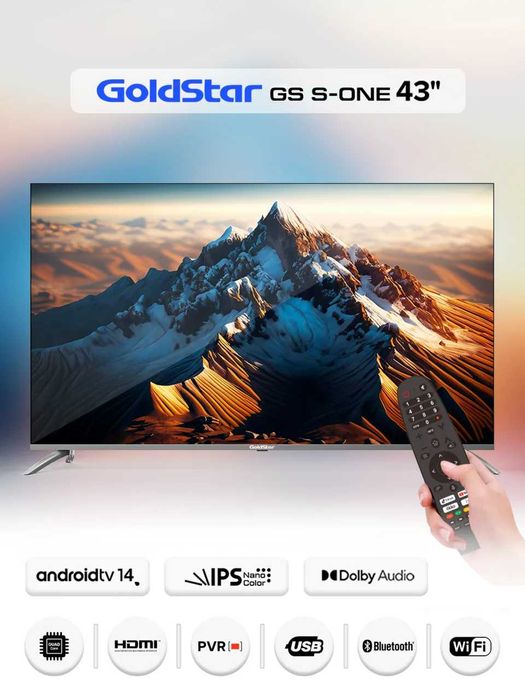 ТВ Gold Star 43GS TWO Android 14 Без рамочный По низкой цене+Доставка!