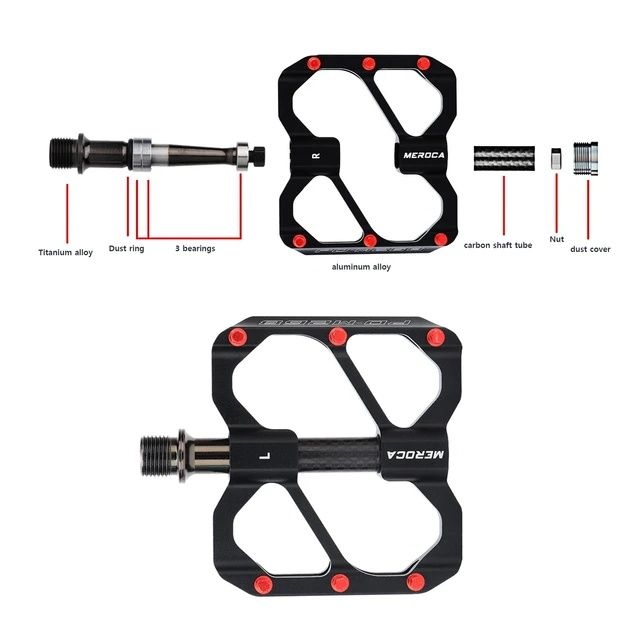 Pedale late ultrausoare meroca aliaj aluminiu  su  carbon Meroca antiderapante flat mtb cursiera bicicleta ciclism 3 rulmenti