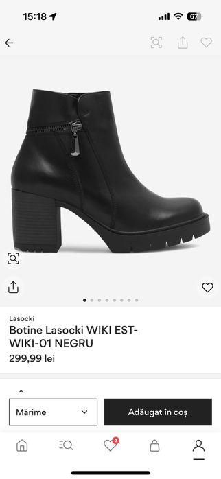 Botine din piele neagra lasocki masura 36