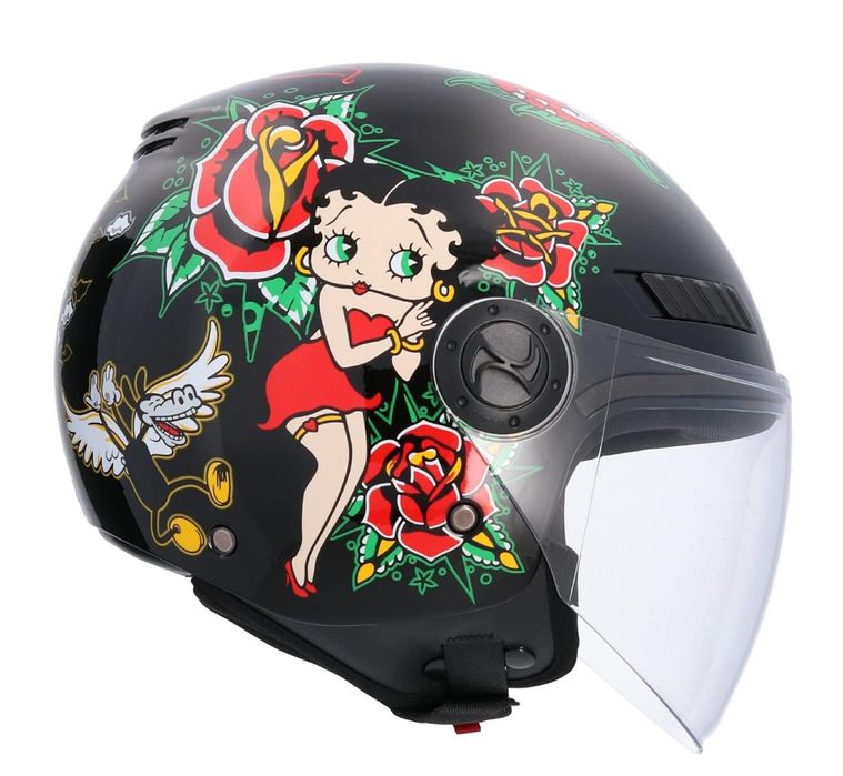 Casca Moto Jet Omologata ECE Casca La Betty Neagra Marime S (55/56) !