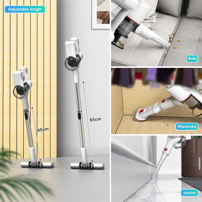 Безжична прахосмукачка, ръчна прахосмукачка с тъчскрийн 23 Kpa, LED