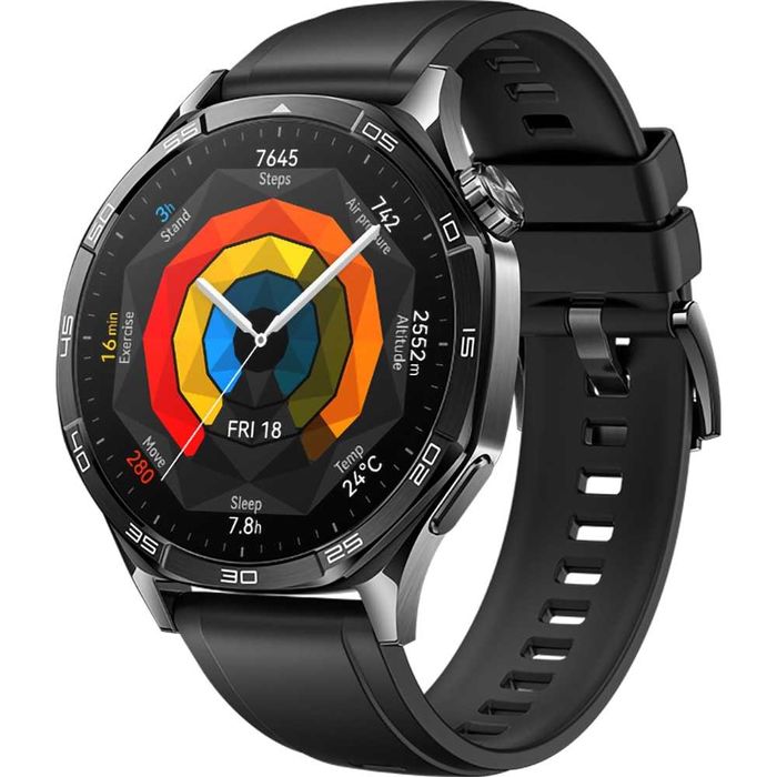 Smartwatch Huawei Watch GT 5, 46mm, Black Case, GPS Android iOS, Black Strap | GARANTIE 12 LUNI | UsedProducts.ro