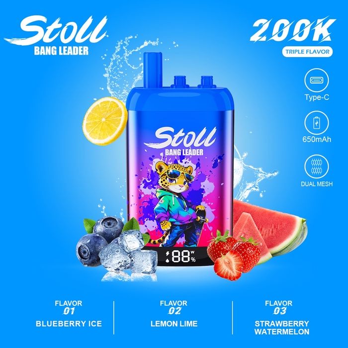 Vape 200.000 fumuri 3 arome, Redbull Bang Stoll, model nou