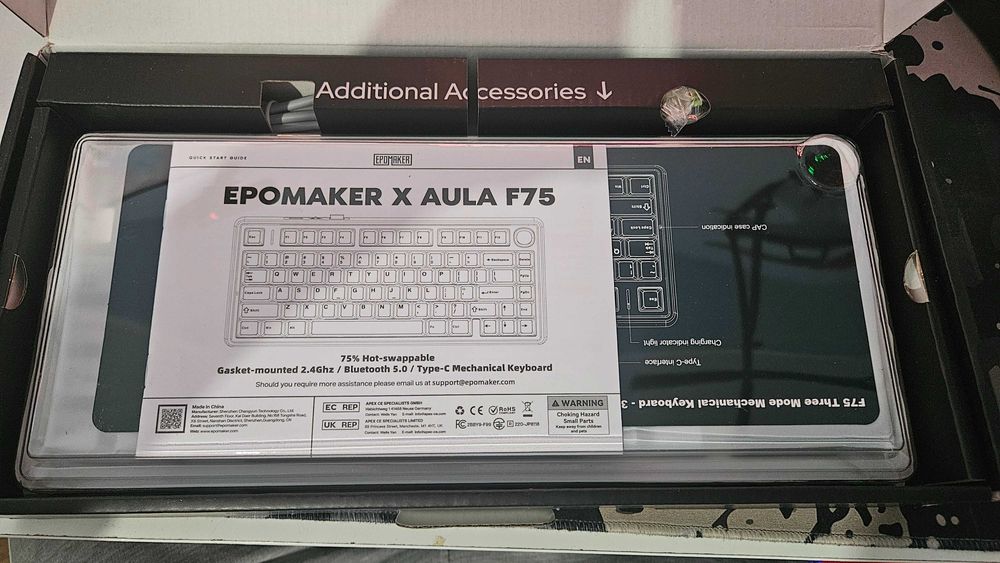 Tastatura Mecanica Epomaker Aula F75, hot swappable, conectare prin cablu, wireless sau blootooth