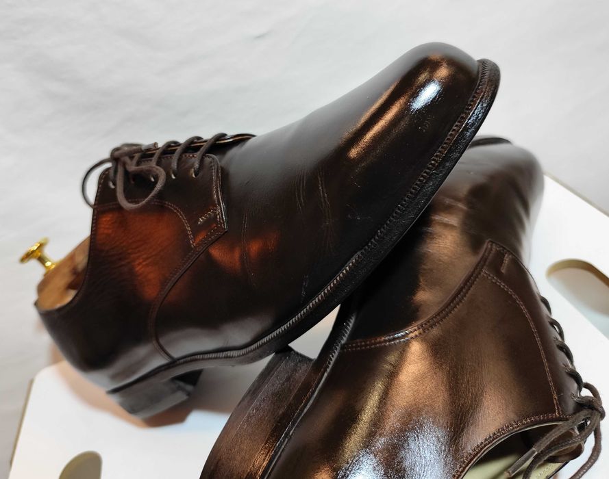 Pantofi derby 42.5 43 plain toe Vibram piele naturala maro