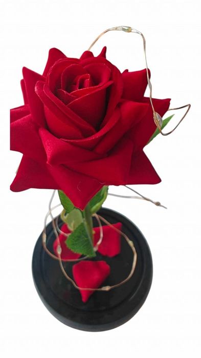 Светеща вечна роза в стъкленица