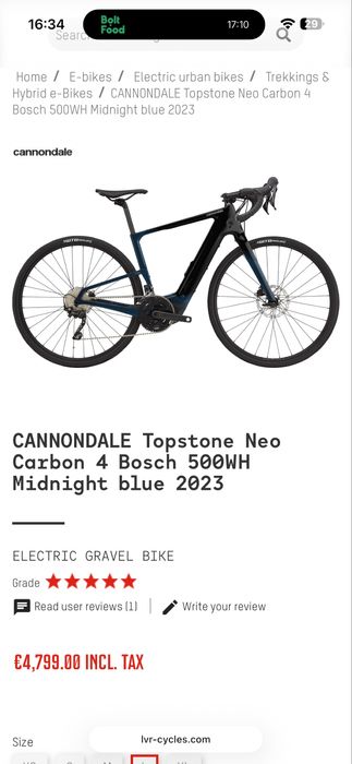 Bicicleta Electrica Cannondale Topstone Neo Carbon 4 Midnight Gravel