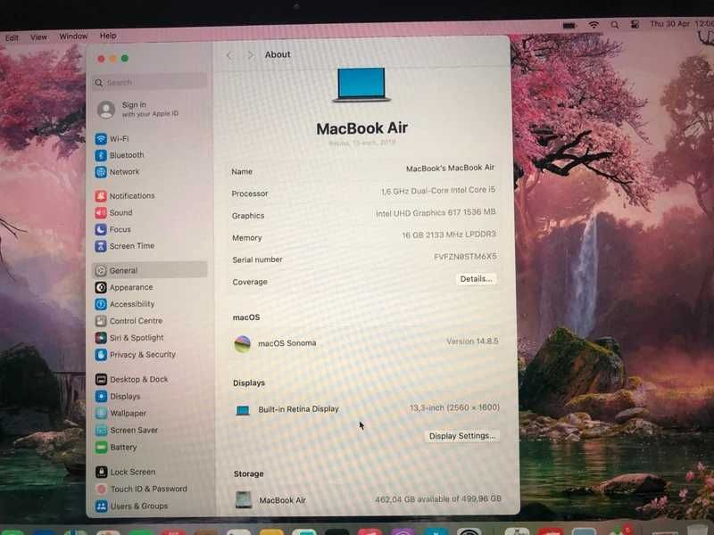 MacBook Air 13 Retina 2019 i5 1,6 GHz,16 GB,flash 500 GB, la cutie,ca nou estetic si functional