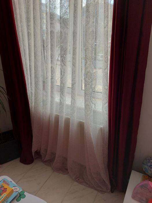 Set perdea in degrade și draperie grena