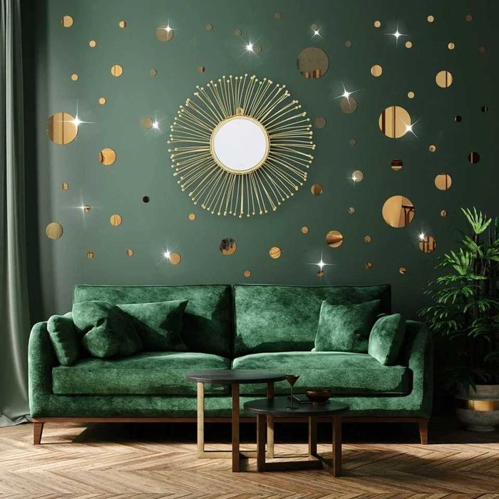 Set Oglinzi Design 3D GOLD Decorative Acrilice ROTUNDE 30 buc/set