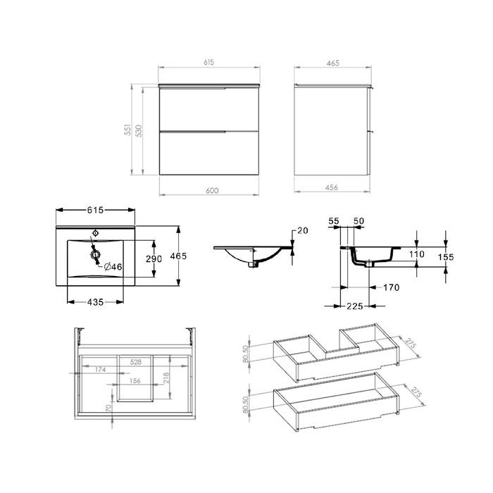 Masca baie + lavoar Roca Fancy - 61.5 x 46.5 x 55.1