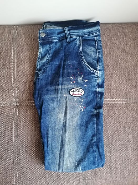 Мъжки Slim дънки с пръскана боя