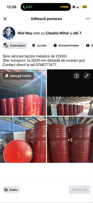 Vand bazine metalice 220 de L