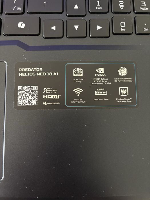 Лаптоп Predator Helios Neo 18 AI