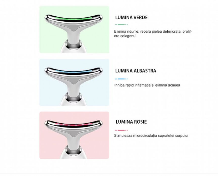 Мултифункционален масажор за лице и шия Лифтинг на лицето LED фотонна