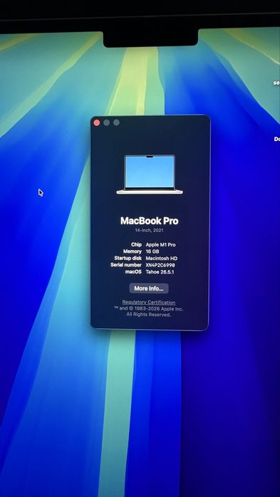 Macbook Pro M1 Pro 14 inch , 16GB, 512GB