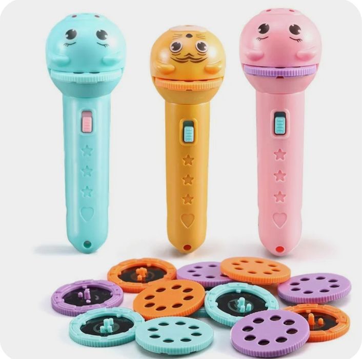 Скидка!Обучающая интерактивная led игрушка фонарик со слайдами