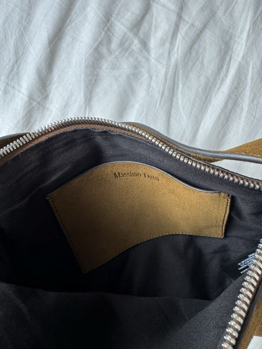 Geanta maro piele intoarsa Massimo Dutti noua