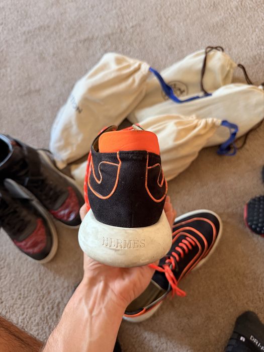 Оригинални маратонки Hermes Trail Sneaker Black Suede Orange