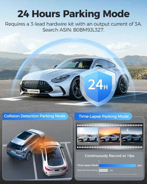 4K Видеорегистратор-Огледало AZDOME PG17 (12" Екран) GPS & 64GB Карта