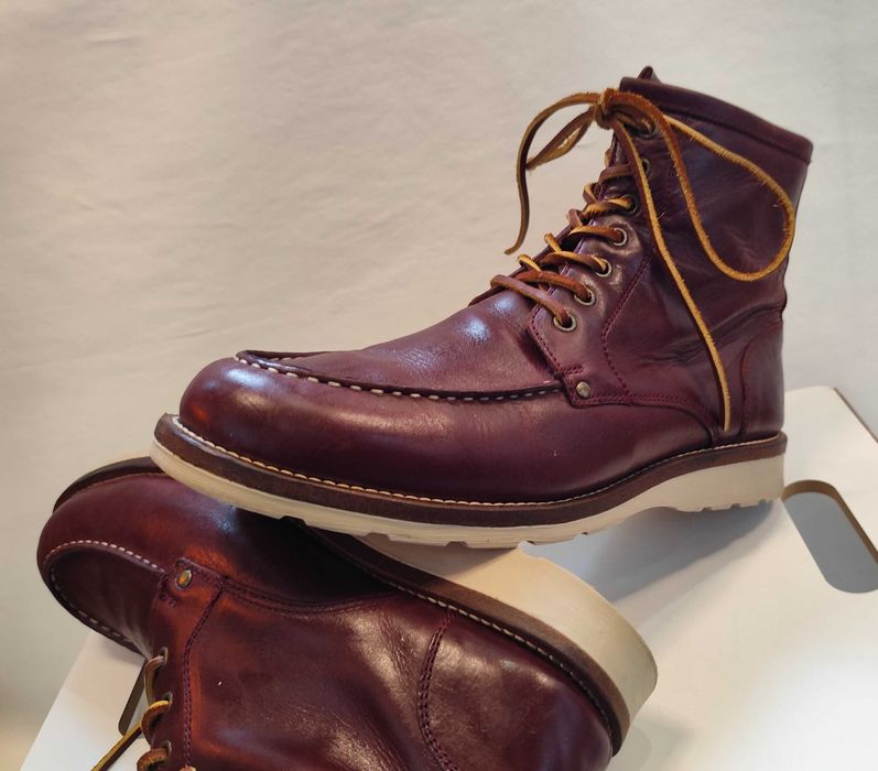 Ghete lace up 42 42.5 moc toe SIGN piele naturala moale burgundy