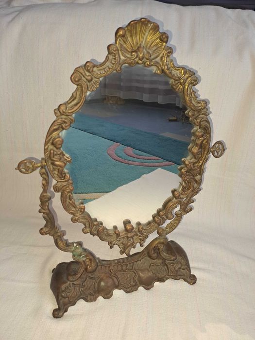 oglinda rama din bronz inaltime 45 cm
