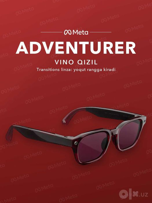 Meta Glasses Adventurer Merlot, Transitions (yoqut rang) — original