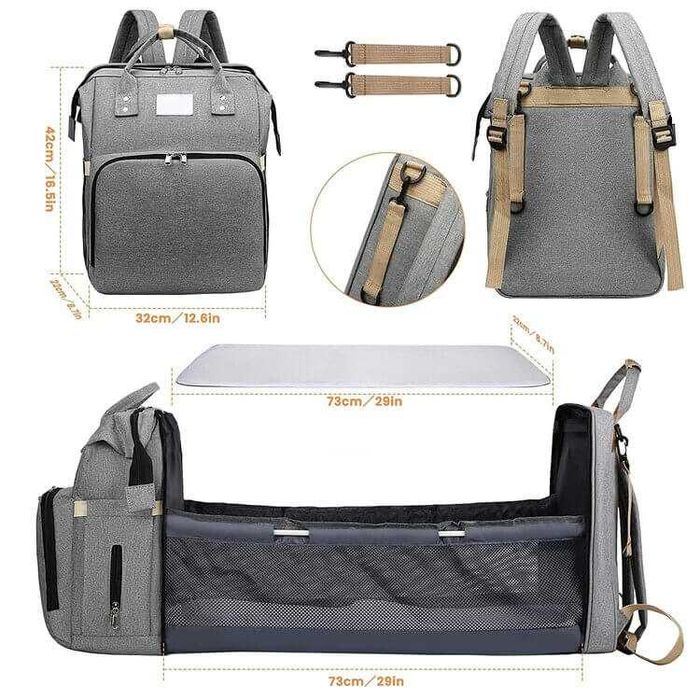 Geanta bebe Rucsac multifunctional mamici, transformabil in patut bebe