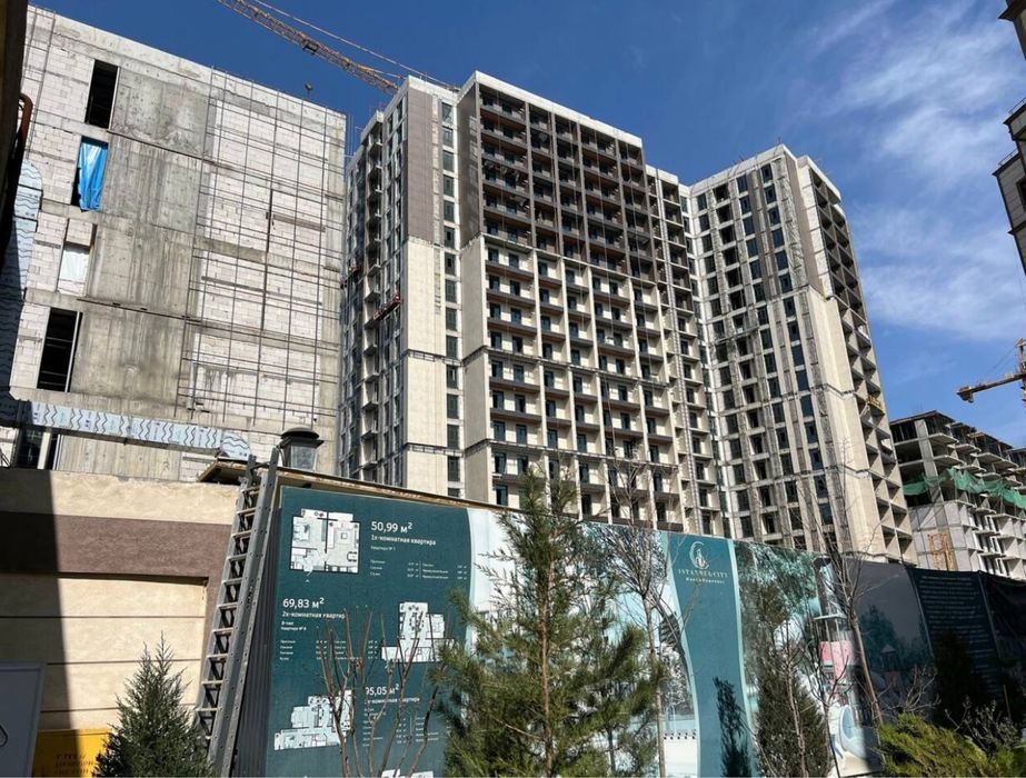 Яккасарай Новостройка Istanbul City 1 комнатная 11 этаж, 38м2. Коробка