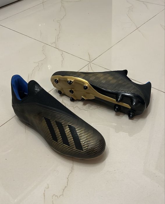 Ghete Fotbal Adidas X 19+ FG Gold Black - Fară Şireturi - Noi gazon