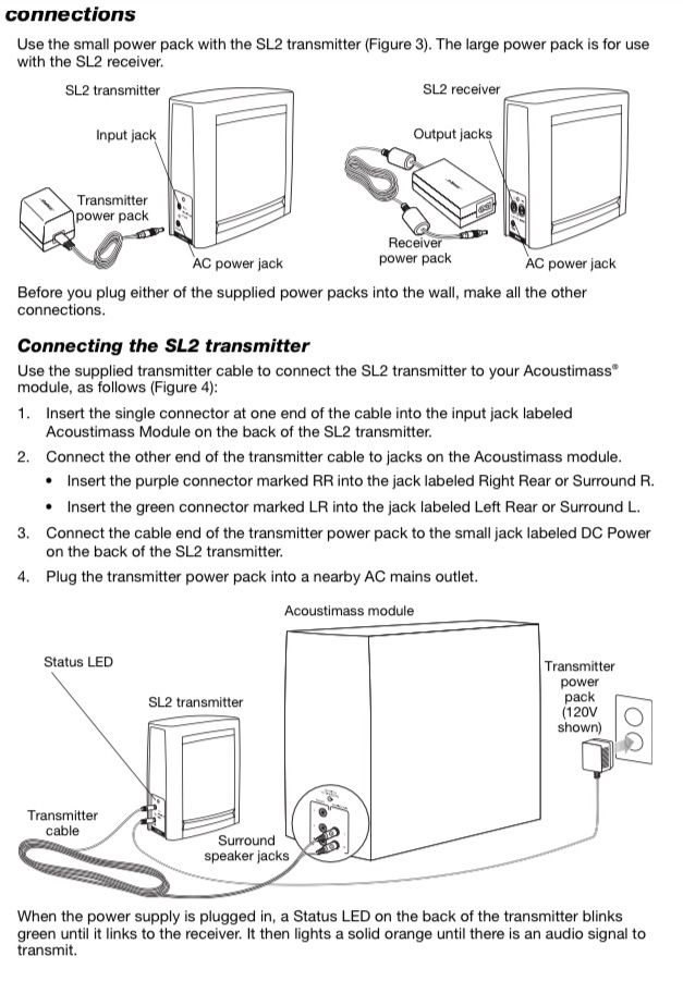 Bose sl2 wireless store surround link setup