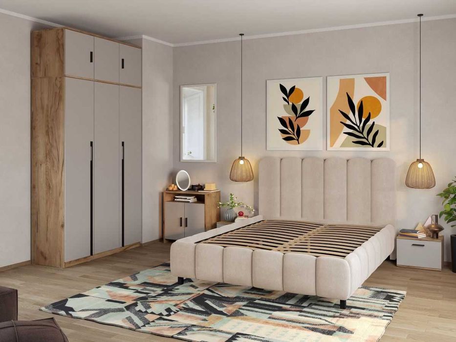 Set Mobila Dormitor Casmir / Stejar Siena C15 - Transport Gratuit