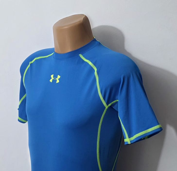 Under Armour, tricou compresiv cu mânecă scurtă UA HeatGear Blue Jet, ptr. bărbați, mărimea M