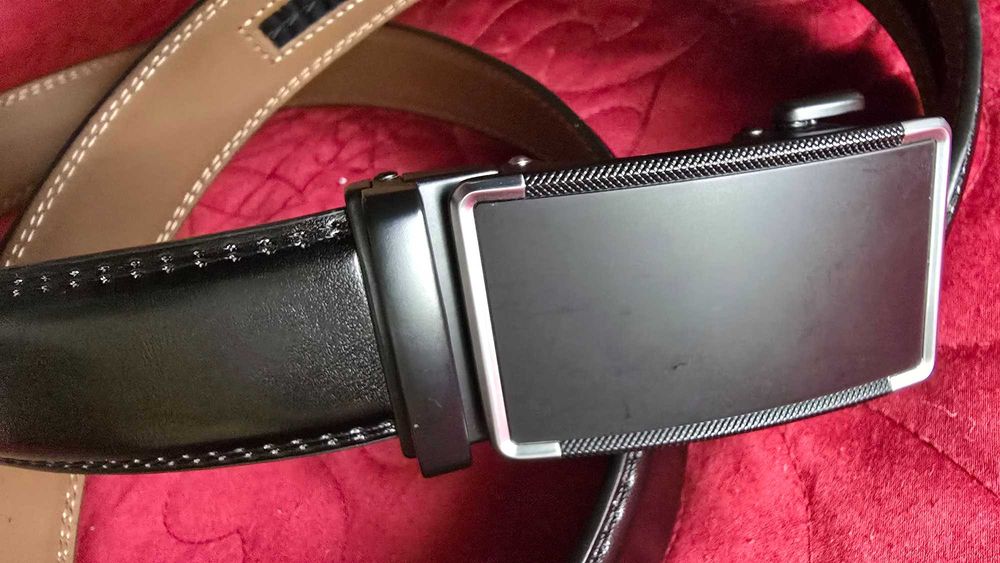 NEW - Avamsi - Curea cu inchidere automata, 100% Piele Naturala, Negru Grant