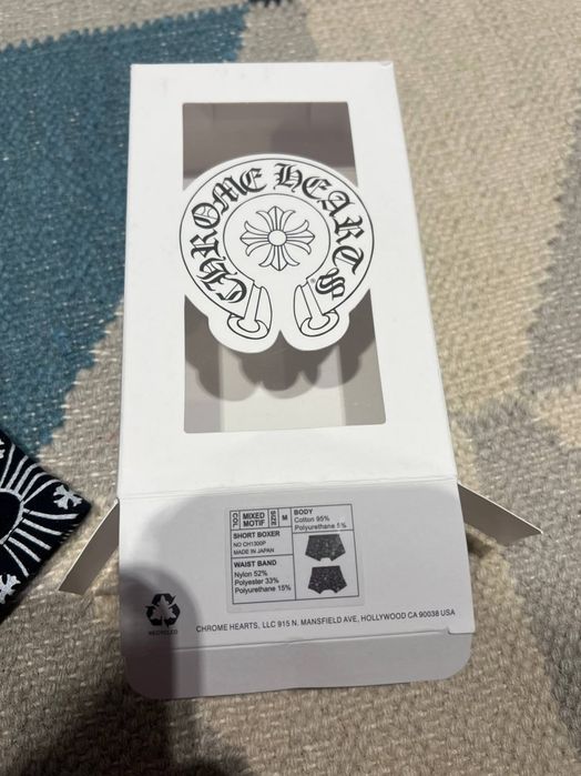 Boxeri bărbați Chrome Hearts, negri cu imprimeu alb integral, M, noi, nepurtați, cu cutie