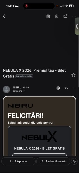 Vand Bilet la nibiru nebula x , castigat la roata