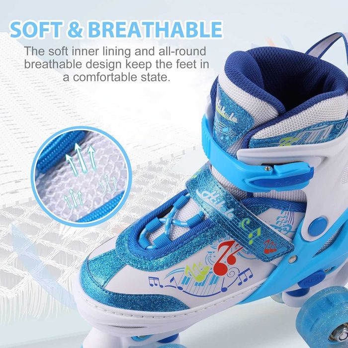 Ролкови кънки Hikole за деца, регулируеми светещи ролкови кънки за момичета и момчета 35-39 номер