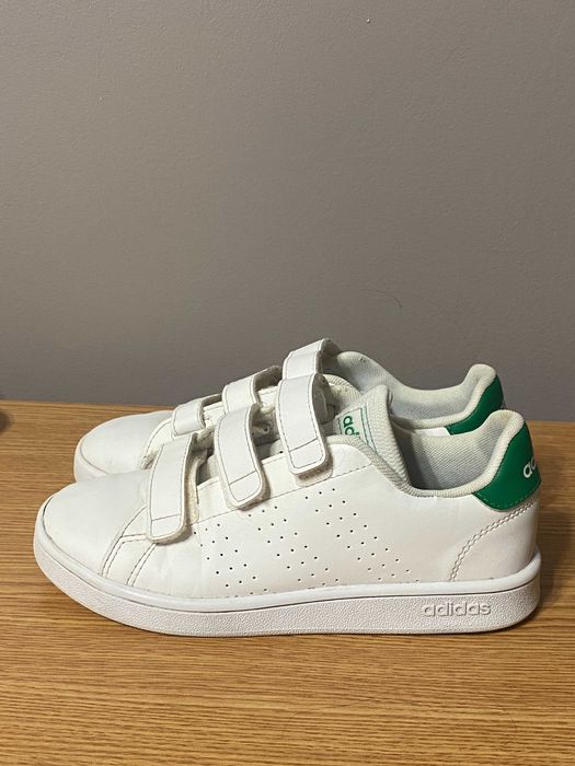 adidasi albi pentru copii, unisex cu scai (velcro), masura 33