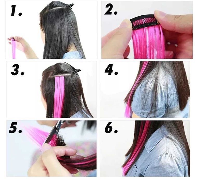 Африкански Цветни плитки с ластик  и кичури с клипси