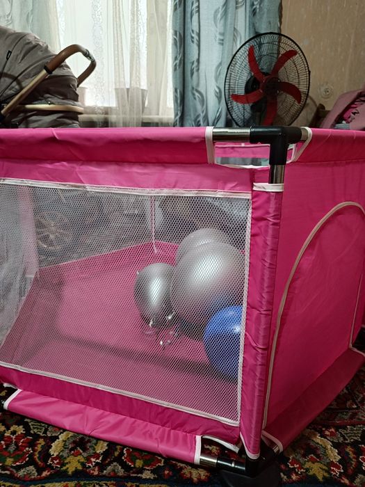 Детский манеж, с шариками и баскетбольной сеткой