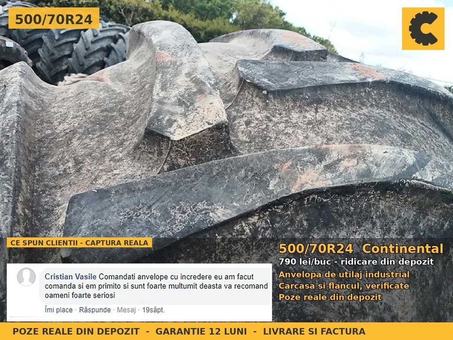 Anvelope Cauciucuri 500/70R24 500/70 R24 5007024 19.5L-24 Continental Buldo Industrial SH Second Hand Discount Oferta OCAZIE Utilaje Agricole Pret Bun