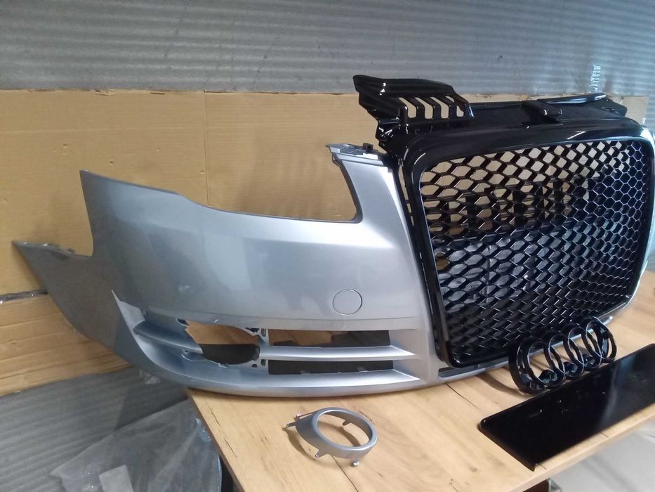 Pachet Bara fata + Grila radiator RS LOOK Audi A4 B7 04-2007 Albastru