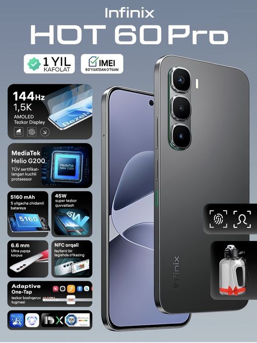 Infinix HOT 60 Pro 2026 New Super Skidka+Garantiya+Dastavka