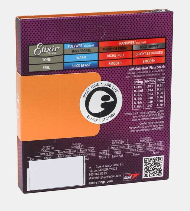 Струны для 6-струнной акустической гитары ELIXIR